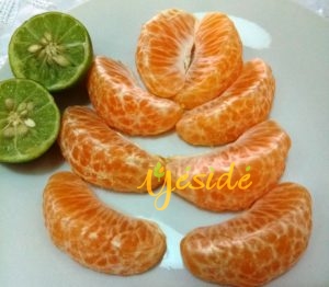 Tangerine fruit removed from the peel