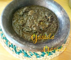 Marugbo soup or Gbanunu soup in a clay dish